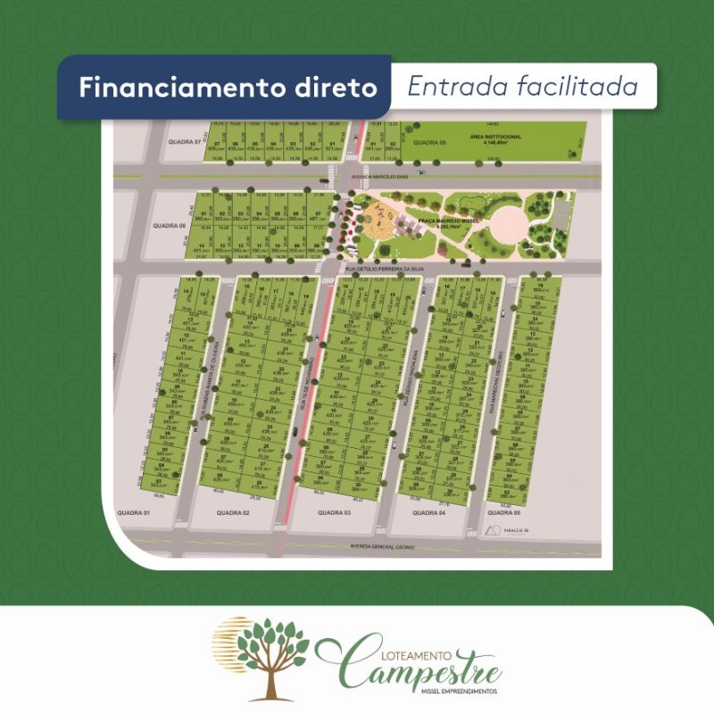 Condi��o de parcelamento em at� 100 meses, direto com a loteadora, com uma entrada de 20%